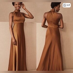 BHLDN Cortland Esme Charmeuse Formal Satin‎ Gown Sz 16 in Cinnamon NEW